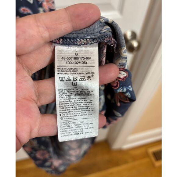 Gap Women L Halter Tie Navy Floral Maxi Dress Spring Casual - Picture 4 of 8